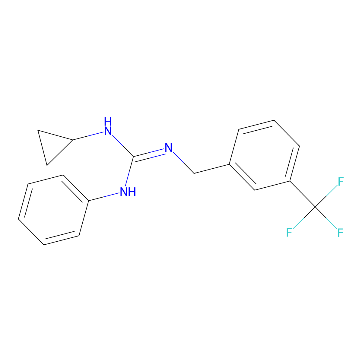 N-cyclopropyl-N''-phenyl-N'-[3-(trifluoromethyl)benzyl]guanidine molecular structure, CAS 338400-55-8