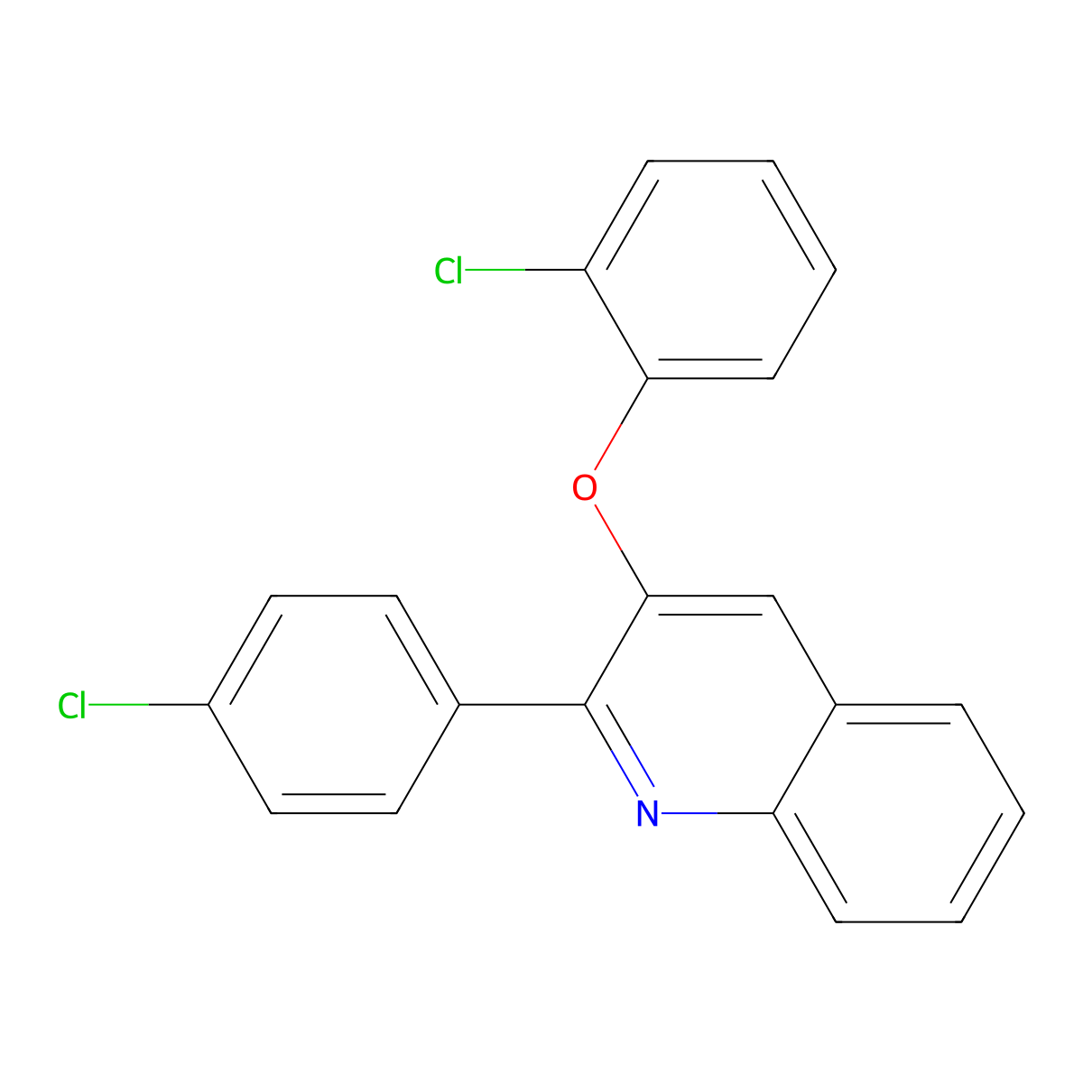 3-(2-Chlorophenoxy)-2-(4-chlorophenyl)quinoline molecular structure, CAS 338400-85-4