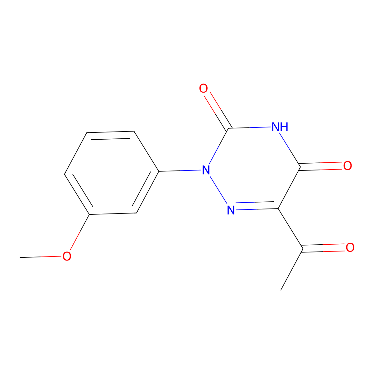 6-acetyl-2-(3-methoxyphenyl)-1,2,4-triazine-3,5(2H,4H)-dione molecular structure, CAS 338400-96-7