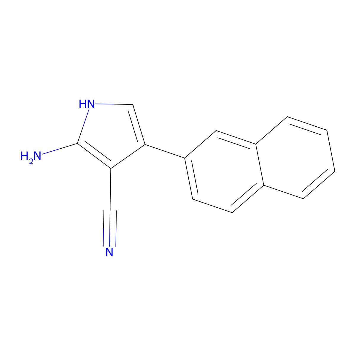 2-Amino-4-(naphthalen-2-yl)-1H-pyrrole-3-carbonitrile molecular structure, CAS 338400-97-8