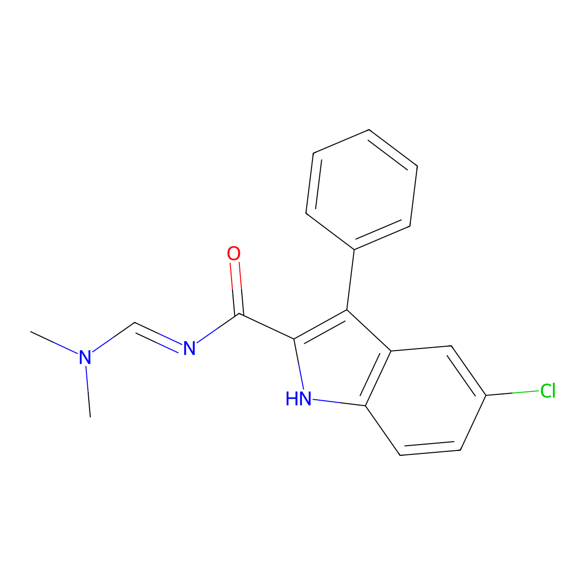 5-chloro-N-[(dimethylamino)methylene]-3-phenyl-1H-indole-2-carboxamide molecular structure, CAS 338401-01-7