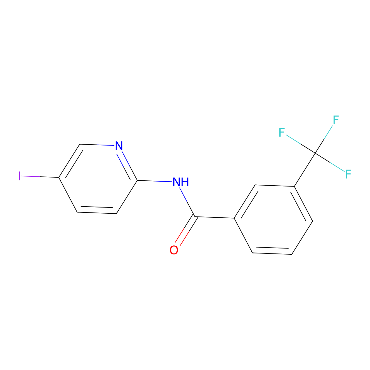 N-(5-iodopyridin-2-yl)-3-(trifluoromethyl)benzamide molecular structure, CAS 338401-02-8