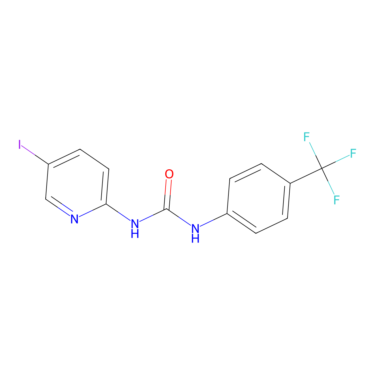 N-(5-iodo-2-pyridinyl)-N'-[4-(trifluoromethyl)phenyl]urea molecular structure, CAS 338401-03-9