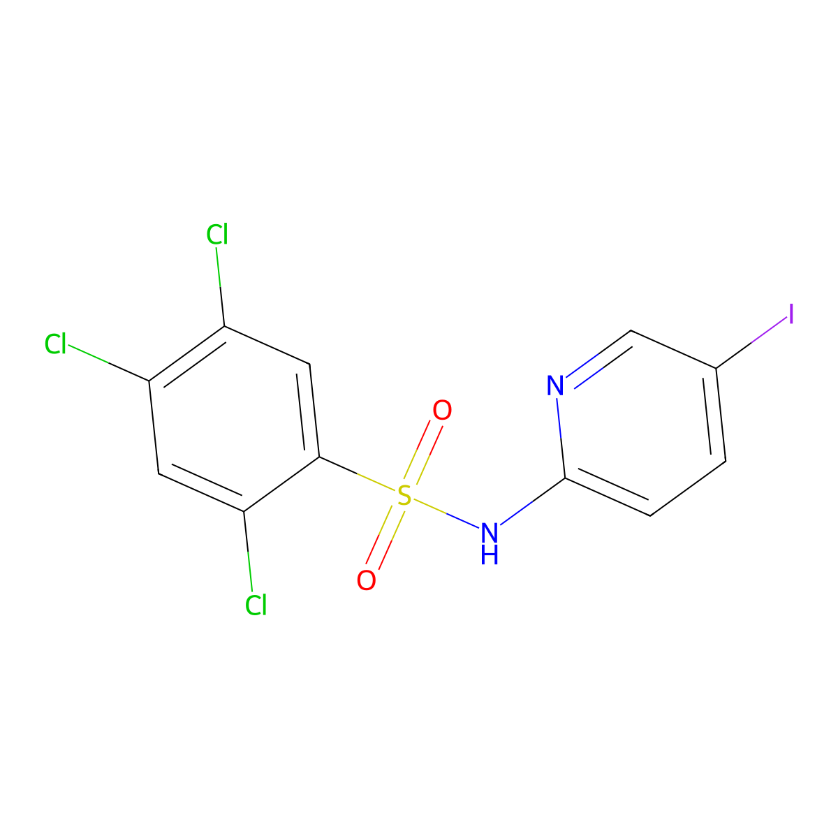 2,4,5-trichloro-N-(5-iodo-2-pyridinyl)benzenesulfonamide molecular structure, CAS 338401-06-2