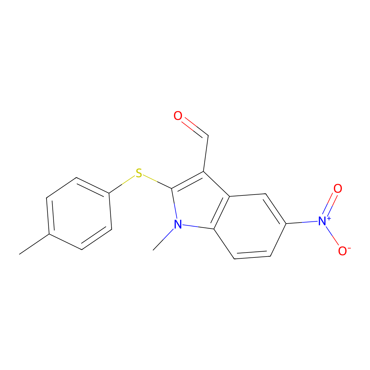 1-methyl-2-[(4-methylphenyl)sulfanyl]-5-nitro-1H-indole-3-carbaldehyde molecular structure, CAS 338401-52-8