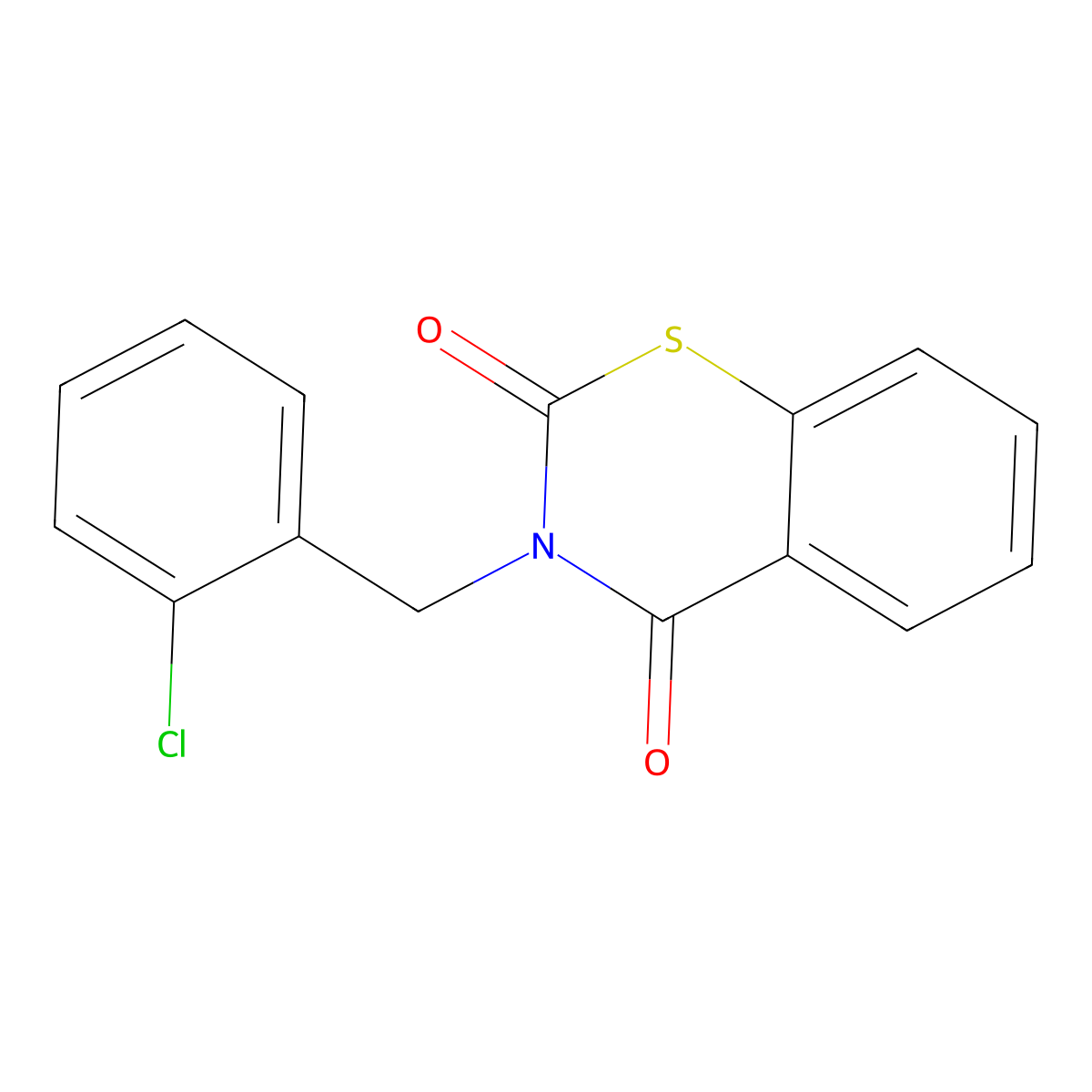 3-[(2-Chlorophenyl)methyl]-1,3-benzothiazine-2,4-dione molecular structure, CAS 338401-61-9