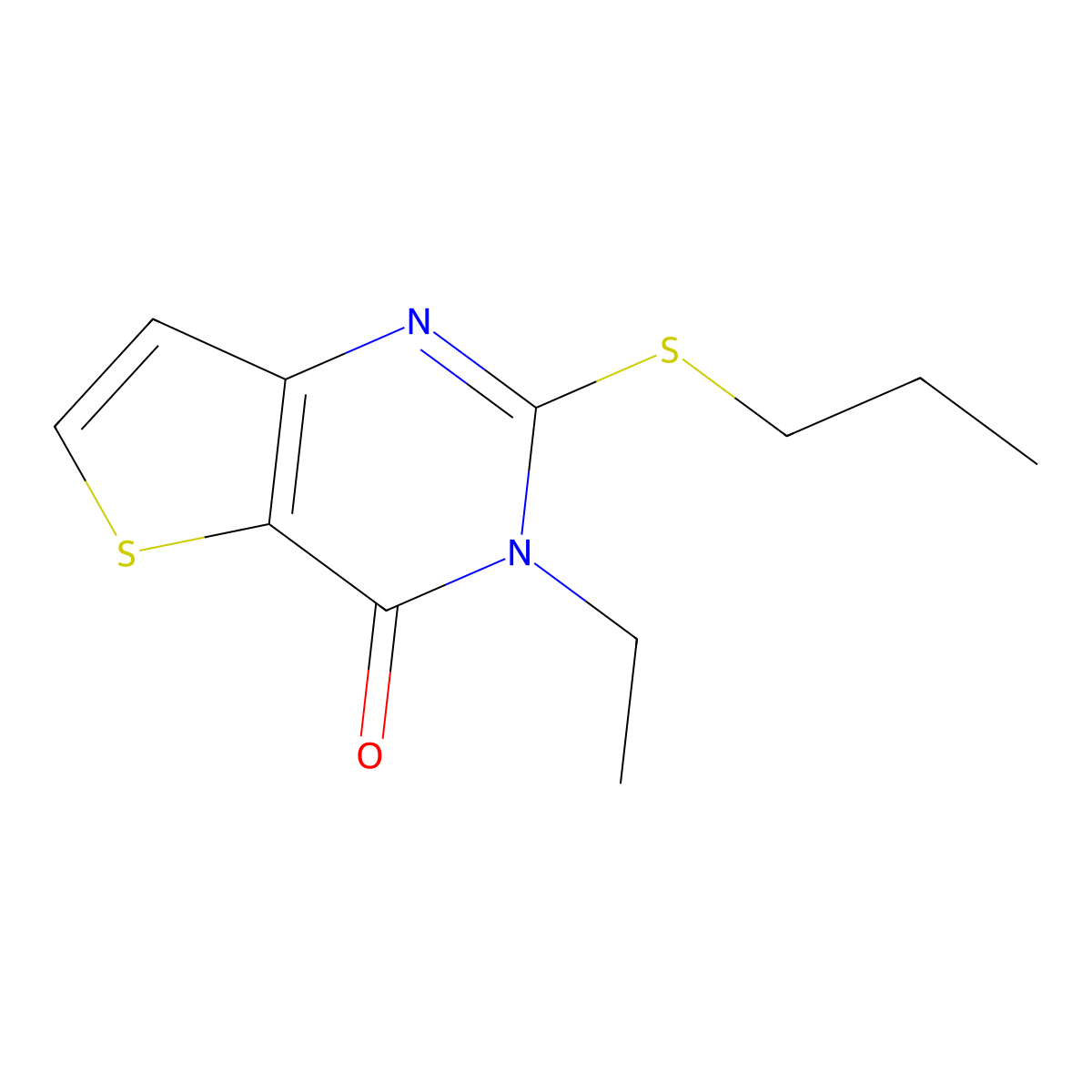 3-ethyl-2-(propylsulfanyl)thieno[3,2-d]pyrimidin-4(3H)-one molecular structure, CAS 338401-67-5