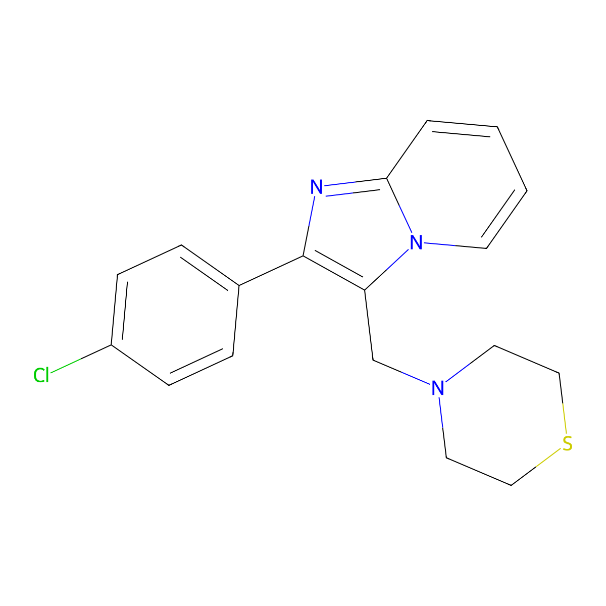2-(4-Chlorophenyl)-3-(1,4-thiazinan-4-ylmethyl)imidazo[1,2-a]pyridine molecular structure, CAS 338401-73-3