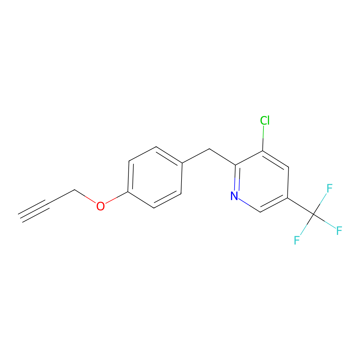 4-{[3-Chloro-5-(trifluoromethyl)-2-pyridinyl]methyl}phenyl 2-propynyl ether molecular structure, CAS 338402-02-1