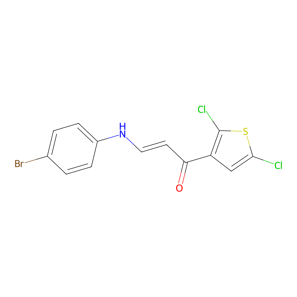 (E)-3-(4-bromoanilino)-1-(2,5-dichloro-3-thienyl)-2-propen-1-one molecular structure, CAS 338402-20-3
