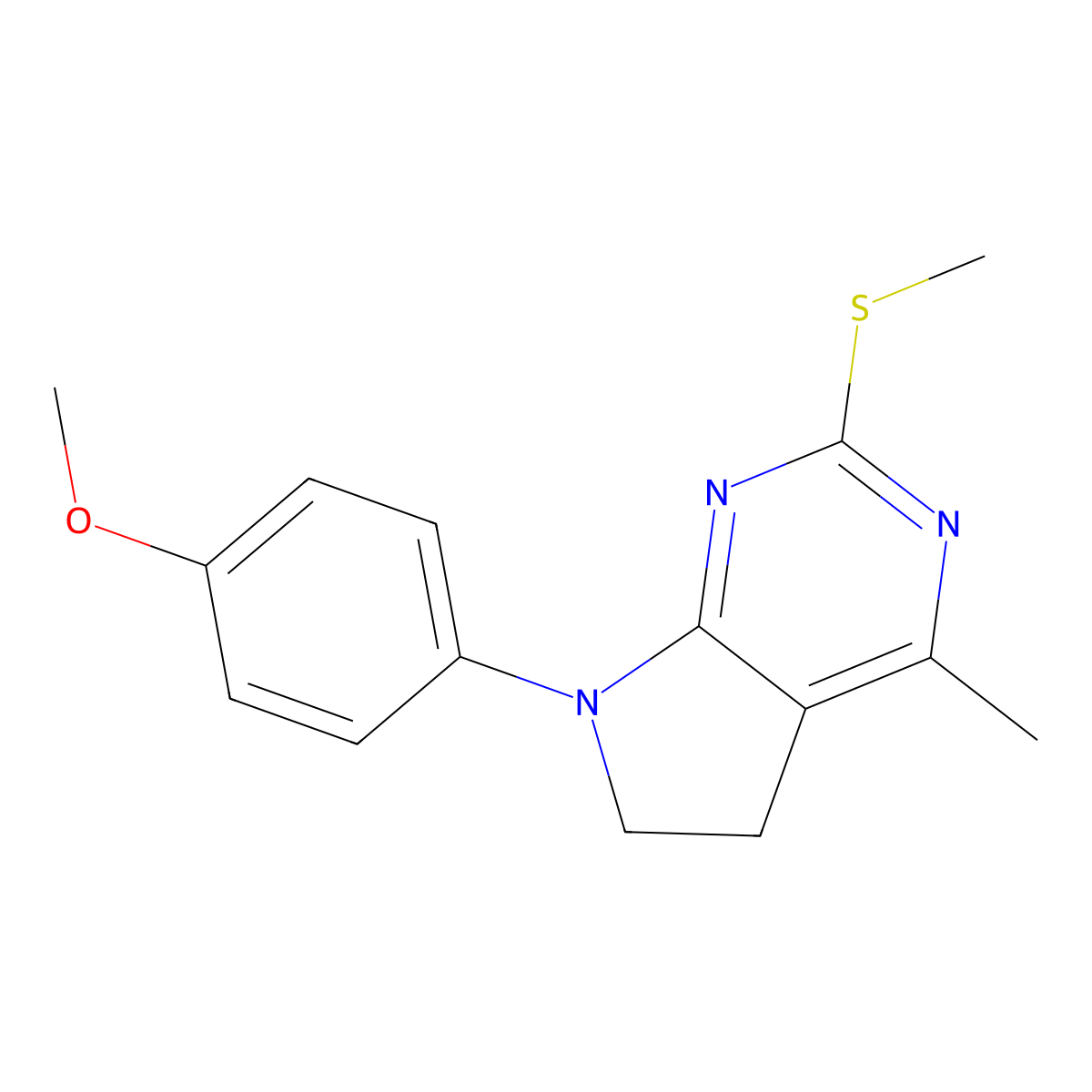 methyl 4-[4-methyl-2-(methylsulfanyl)-5,6-dihydro-7H-pyrrolo[2,3-d]pyrimidin-7-yl]phenyl ether molecular structure, CAS 338402-37-2