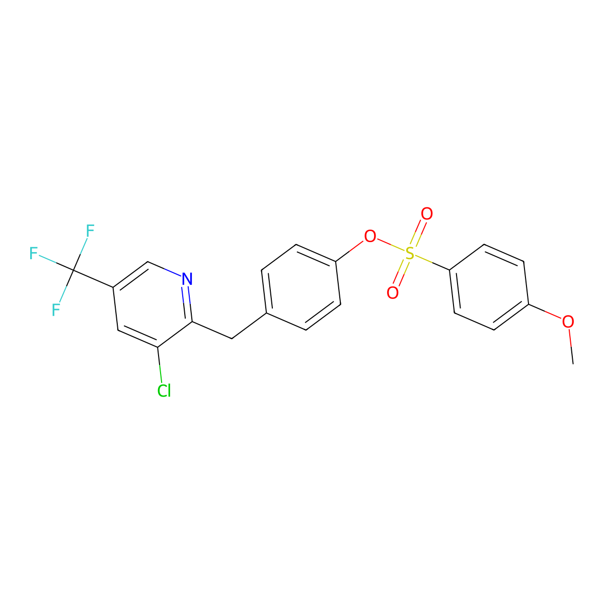 4-{[3-Chloro-5-(trifluoromethyl)-2-pyridinyl]methyl}phenyl 4-methoxybenzenesulfonate molecular structure, CAS 338402-41-8