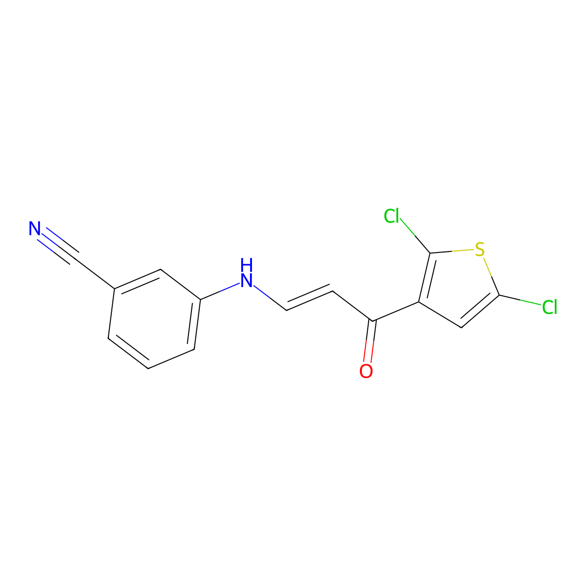 3-{[(1E)-3-(2,5-dichlorothiophen-3-yl)-3-oxoprop-1-en-1-yl]amino}benzonitrile molecular structure, CAS 338402-44-1