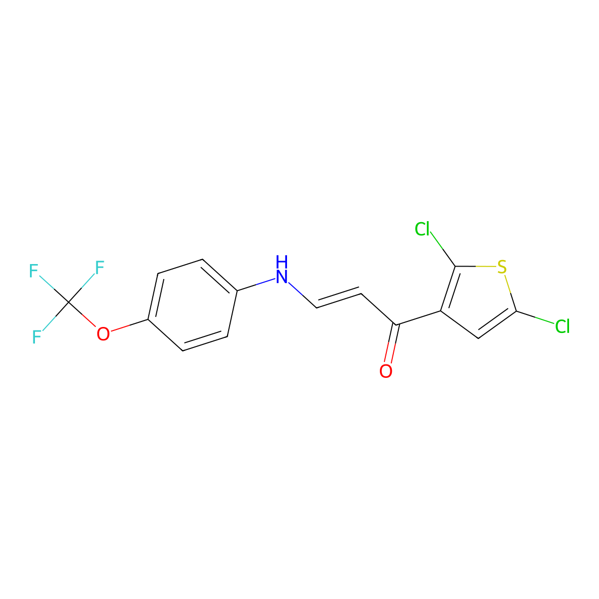 (E)-1-(2,5-dichloro-3-thienyl)-3-[4-(trifluoromethoxy)anilino]-2-propen-1-one molecular structure, CAS 338402-46-3