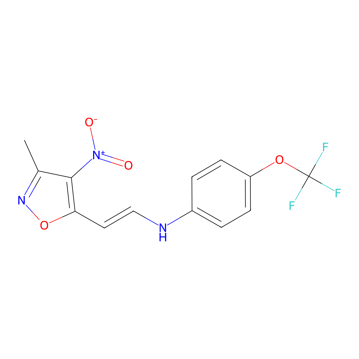 N-[(E)-2-(3-methyl-4-nitro-1,2-oxazol-5-yl)ethenyl]-4-(trifluoromethoxy)aniline molecular structure, CAS 338402-61-2