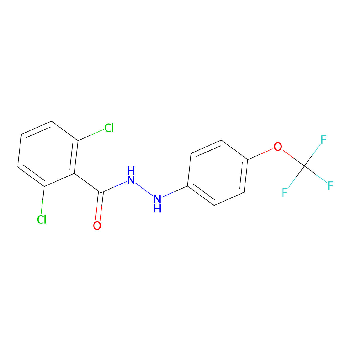 2,6-dichloro-N'-[4-(trifluoromethoxy)phenyl]benzenecarbohydrazide molecular structure, CAS 338402-89-4