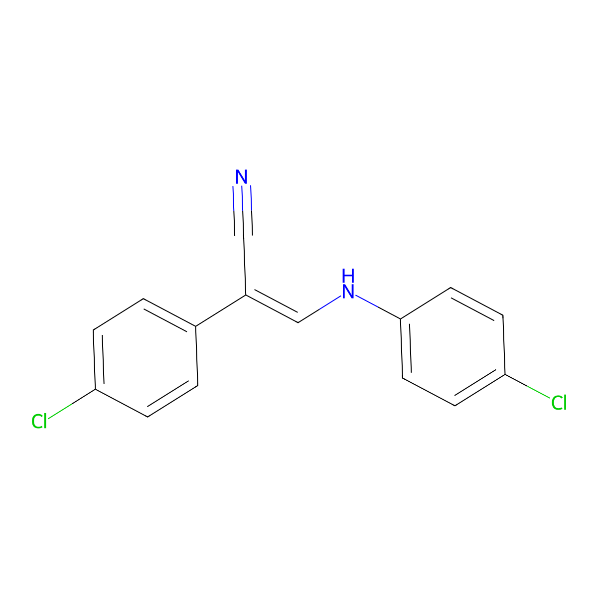 3-(4-Chloroanilino)-2-(4-chlorophenyl)acrylonitrile molecular structure, CAS 338402-93-0