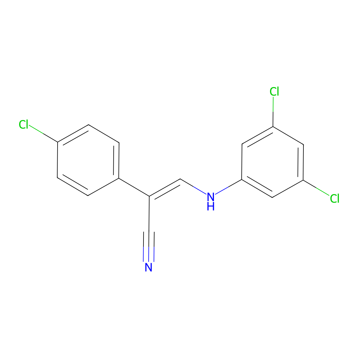 2-(4-Chlorophenyl)-3-(3,5-dichloroanilino)acrylonitrile molecular structure, CAS 338402-95-2