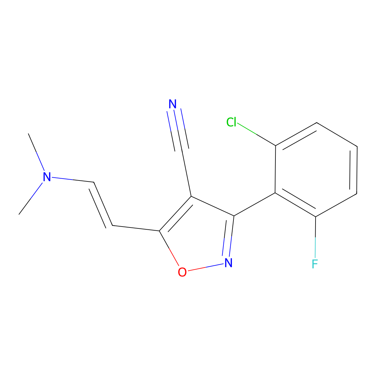 3-(2-Chloro-6-fluorophenyl)-5-[2-(dimethylamino)ethenyl]-1,2-oxazole-4-carbonitrile molecular structure, CAS 338402-97-4