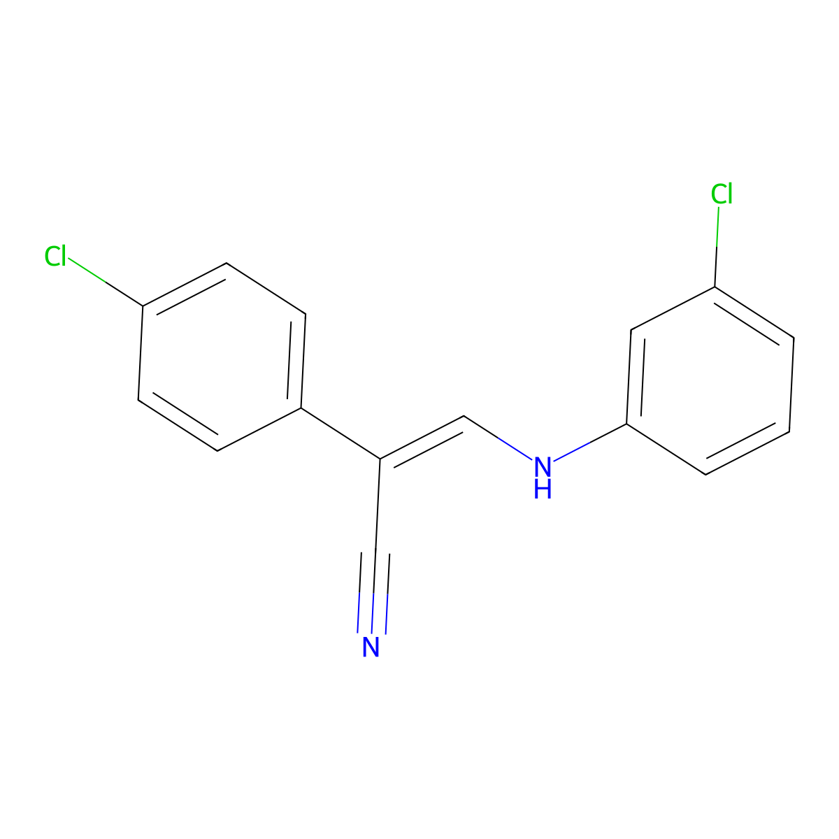 3-(3-Chloroanilino)-2-(4-chlorophenyl)acrylonitrile molecular structure, CAS 338403-08-0