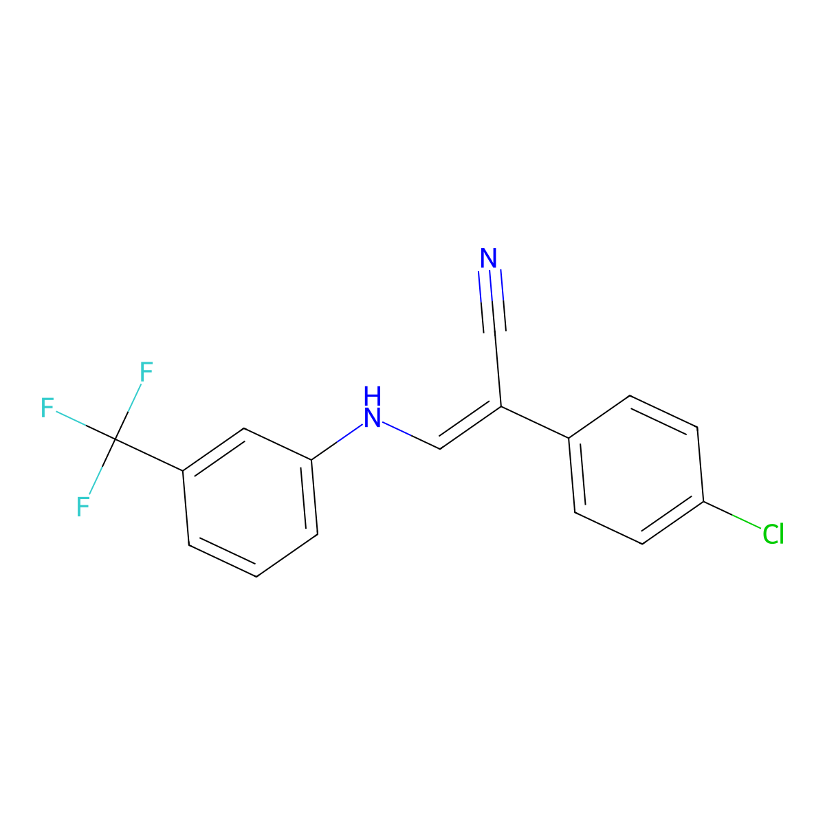 (Z)-2-(4-chlorophenyl)-3-[3-(trifluoromethyl)anilino]prop-2-enenitrile molecular structure, CAS 338403-10-4