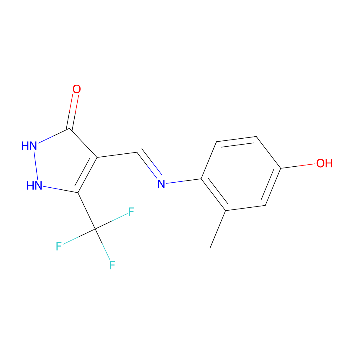 4-[(4-hydroxy-2-methylanilino)methylene]-5-(trifluoromethyl)-2,4-dihydro-3H-pyrazol-3-one molecular structure, CAS 338403-32-0