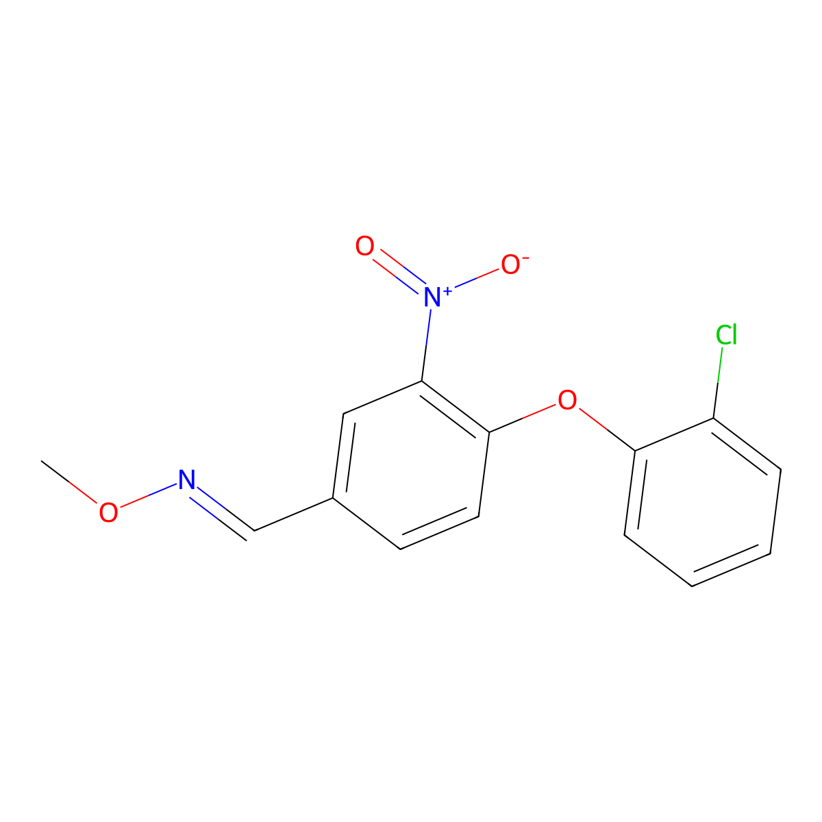 (E)-{[4-(2-chlorophenoxy)-3-nitrophenyl]methylidene}(methoxy)amine molecular structure, CAS 338403-53-5