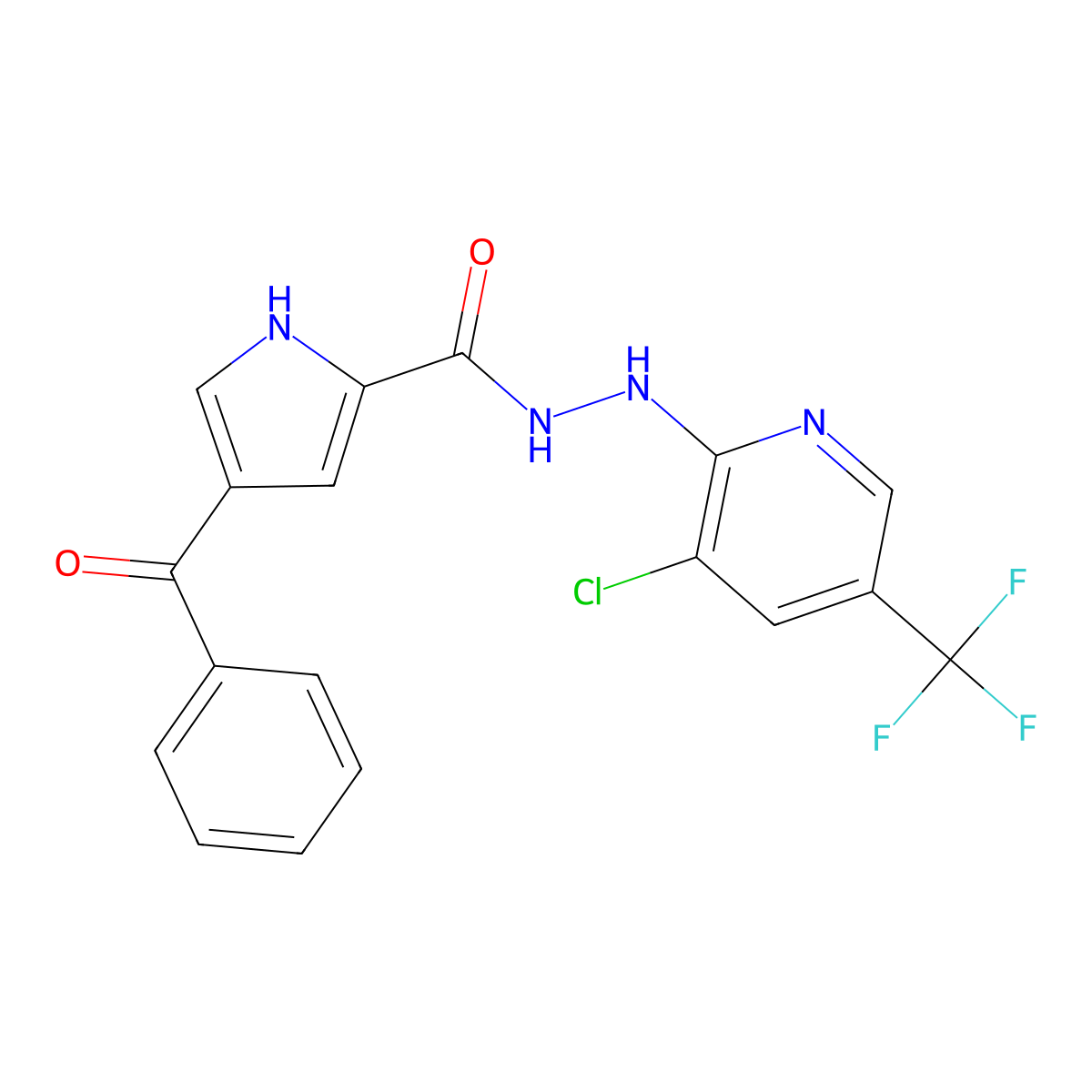 4-benzoyl-N'-[3-chloro-5-(trifluoromethyl)pyridin-2-yl]-1H-pyrrole-2-carbohydrazide molecular structure, CAS 338403-56-8