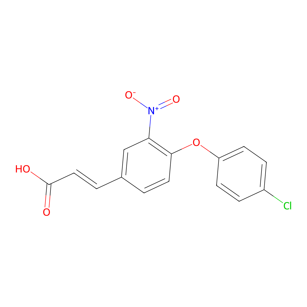3-[4-(4-Chlorophenoxy)-3-nitrophenyl]acrylic acid molecular structure, CAS 338403-63-7