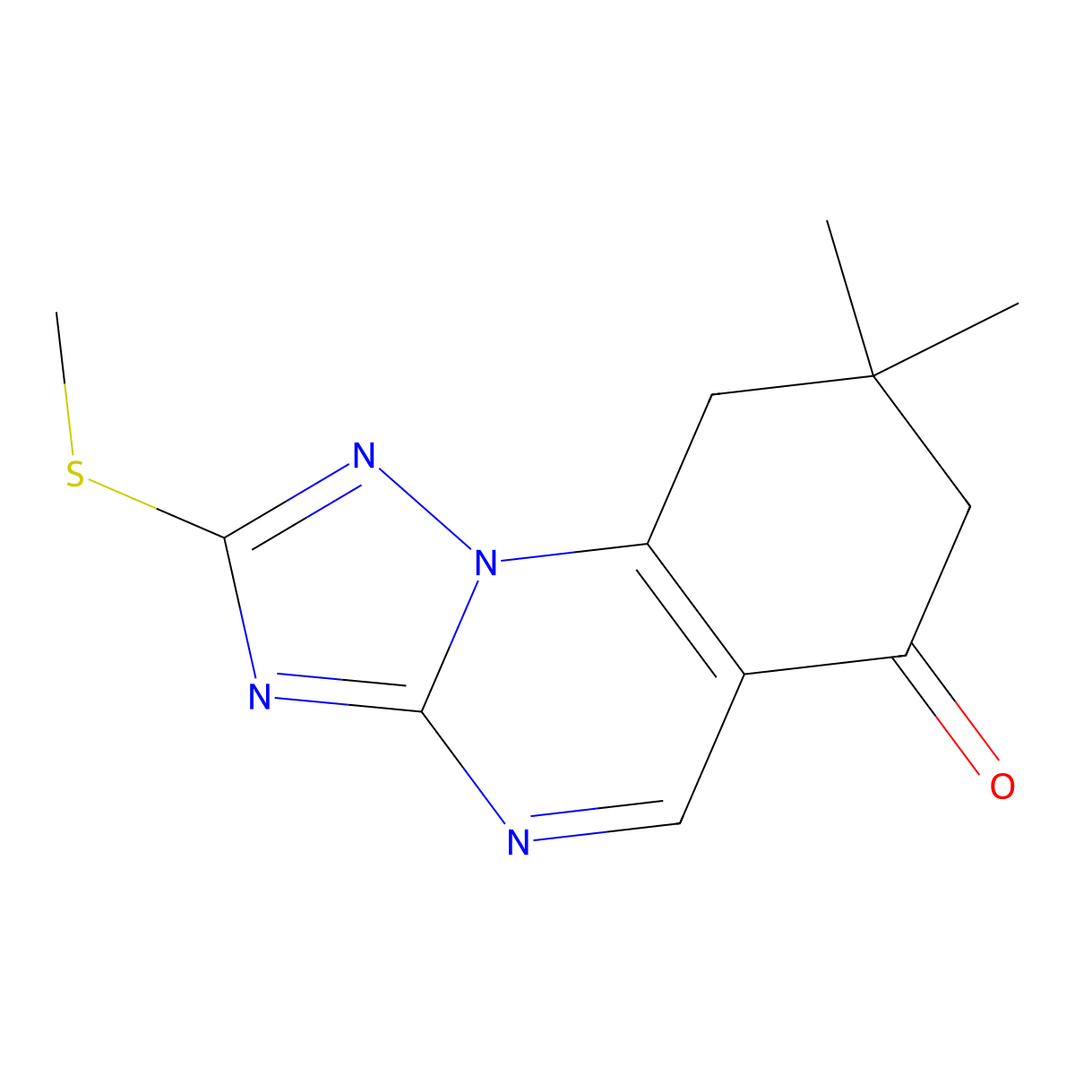 8,8-dimethyl-2-(methylsulfanyl)-8,9-dihydro[1,2,4]triazolo[1,5-a]quinazolin-6(7H)-one molecular structure, CAS 338403-66-0
