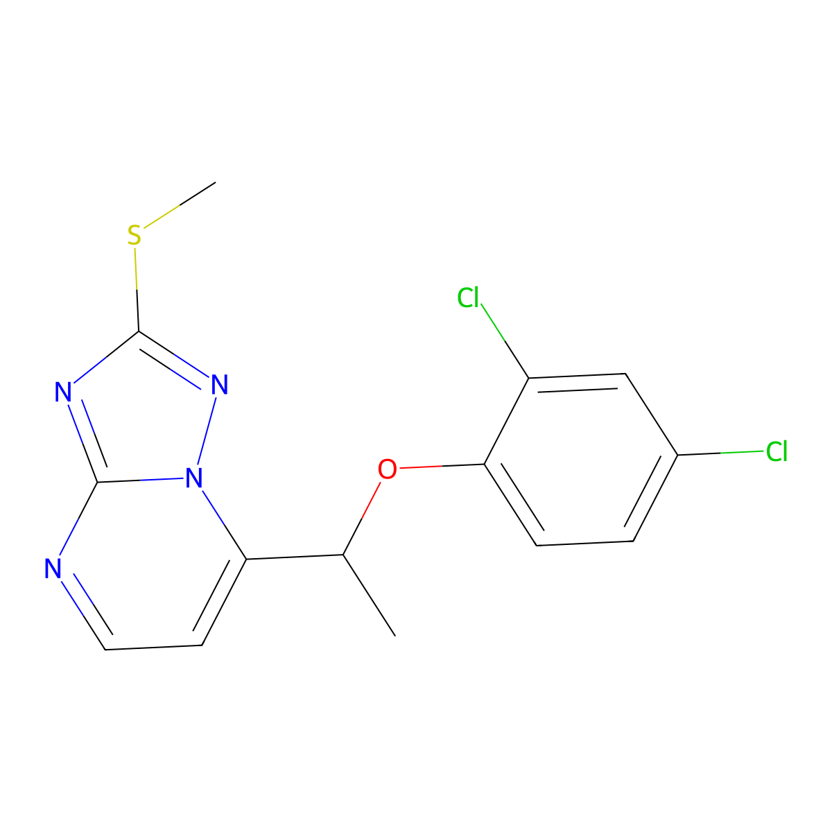 7-[1-(2,4-Dichlorophenoxy)ethyl]-2-(methylsulfanyl)[1,2,4]triazolo[1,5-a]pyrimidine molecular structure, CAS 338403-67-1