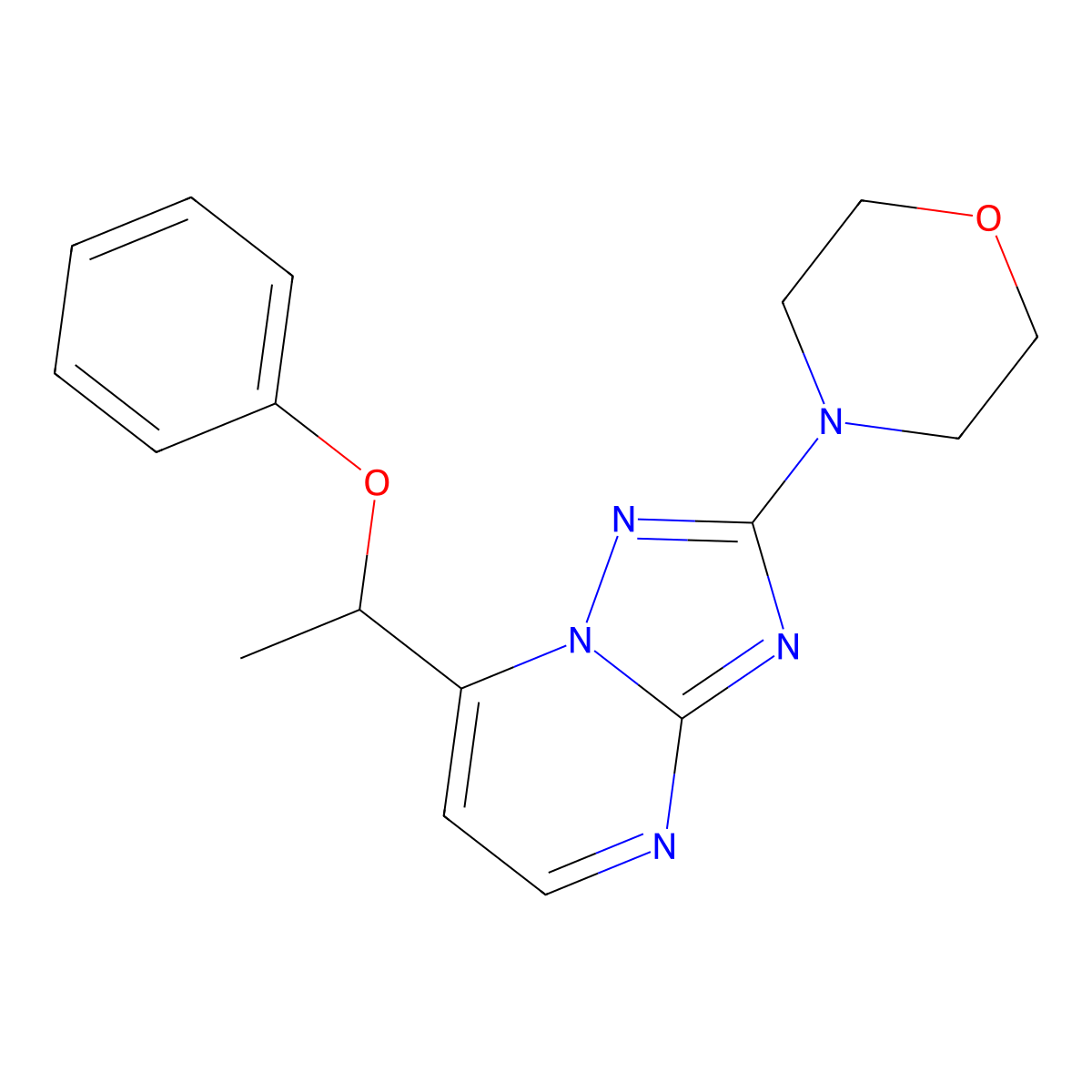 4-[7-(1-Phenoxyethyl)-[1,2,4]triazolo[1,5-a]pyrimidin-2-yl]morpholine molecular structure, CAS 338403-69-3