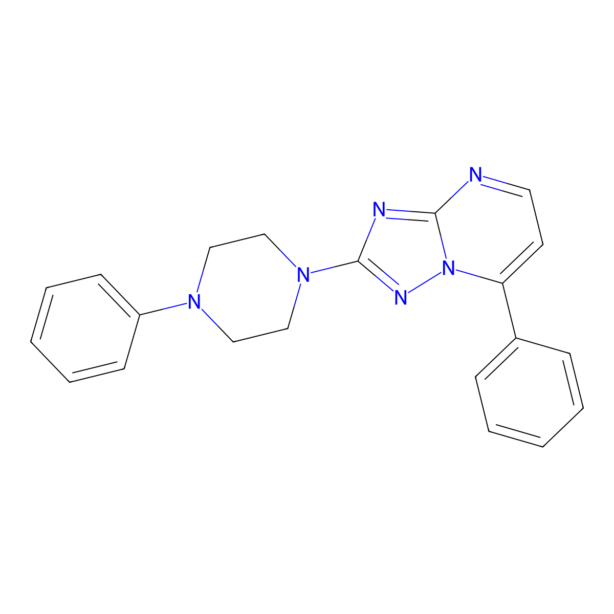 7-Phenyl-2-(4-phenylpiperazino)[1,2,4]triazolo[1,5-a]pyrimidine molecular structure, CAS 338403-70-6