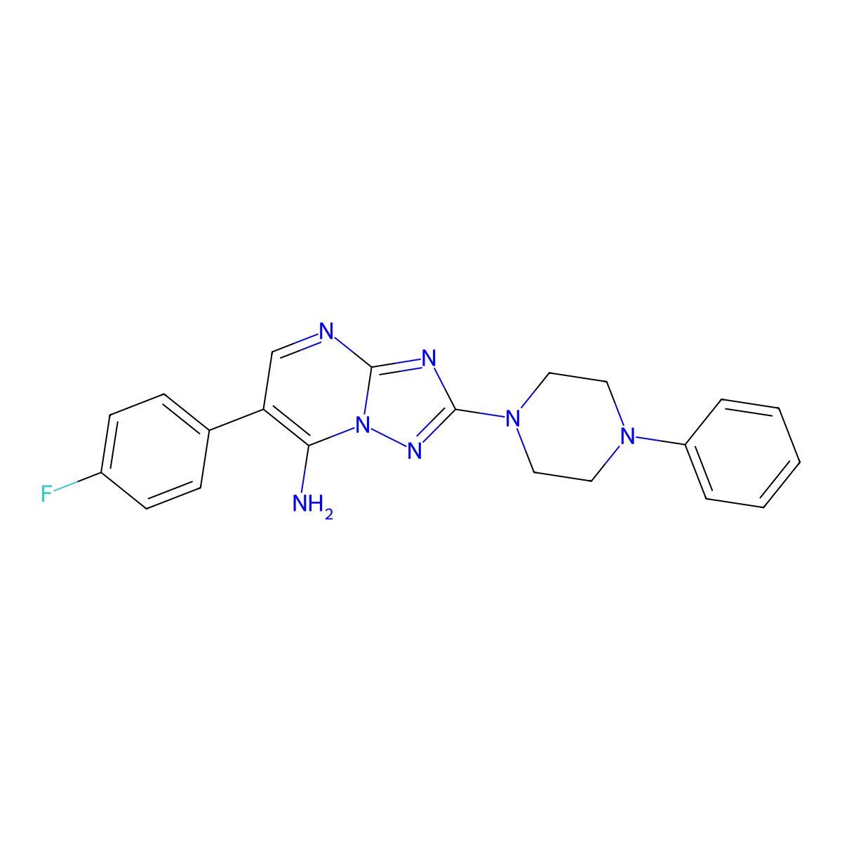 6-(4-Fluorophenyl)-2-(4-phenylpiperazin-1-yl)-[1,2,4]triazolo[1,5-a]pyrimidin-7-amine molecular structure, CAS 338403-76-2