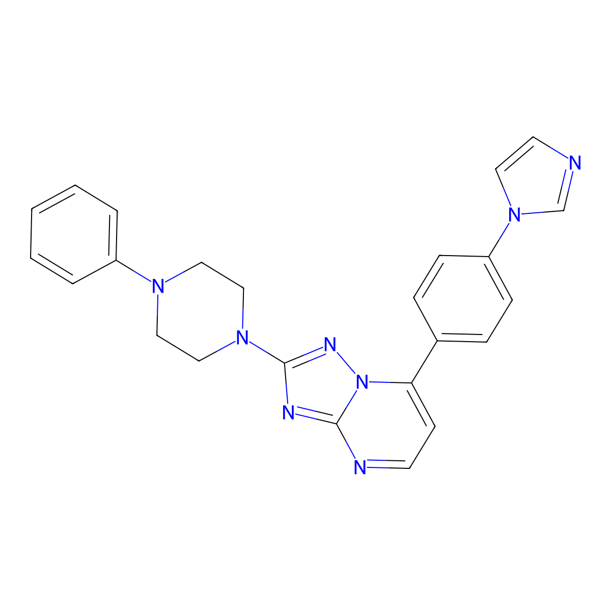 7-[4-(1H-imidazol-1-yl)phenyl]-2-(4-phenylpiperazino)[1,2,4]triazolo[1,5-a]pyrimidine molecular structure, CAS 338403-81-9
