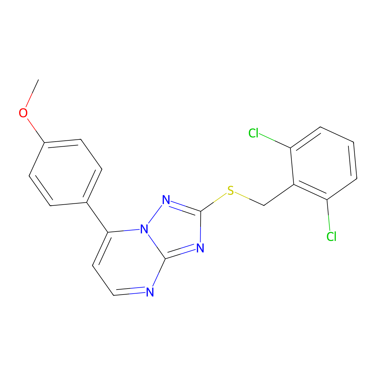 2-[(2,6-Dichlorobenzyl)sulfanyl]-7-(4-methoxyphenyl)[1,2,4]triazolo[1,5-a]pyrimidine molecular structure, CAS 338403-83-1