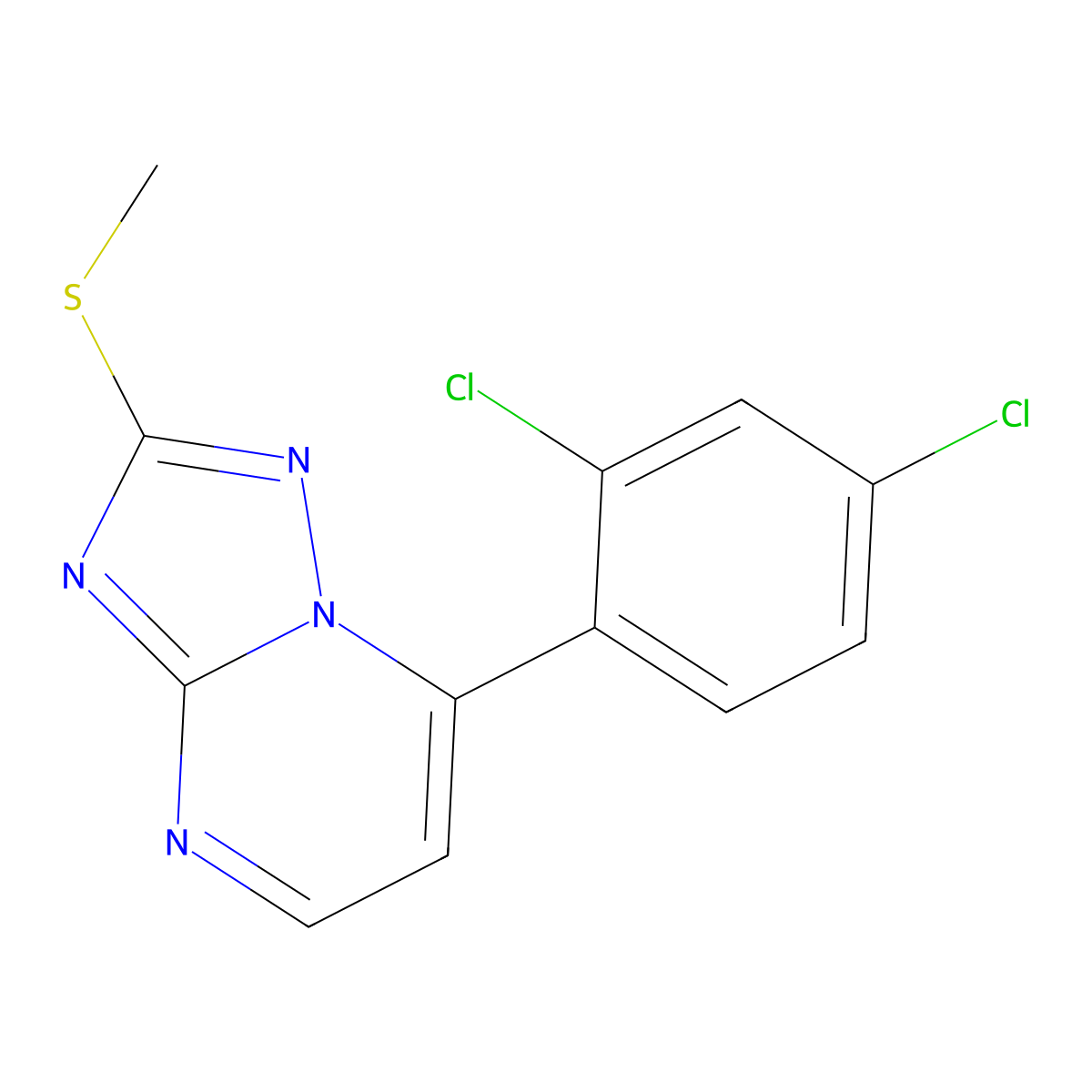 7-(2,4-Dichlorophenyl)-2-(methylsulfanyl)[1,2,4]triazolo[1,5-a]pyrimidine molecular structure, CAS 338403-87-5