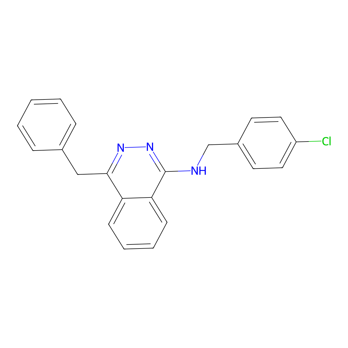 4-benzyl-N-(4-chlorobenzyl)-1-phthalazinamine molecular structure, CAS 338403-99-9