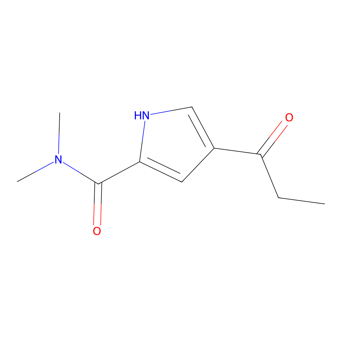 N,N-dimethyl-4-propanoyl-1H-pyrrole-2-carboxamide molecular structure, CAS 338404-12-9