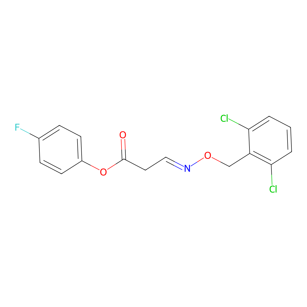 4-Fluorophenyl 3-{[(2,6-dichlorobenzyl)oxy]imino}propanoate molecular structure, CAS 338404-22-1
