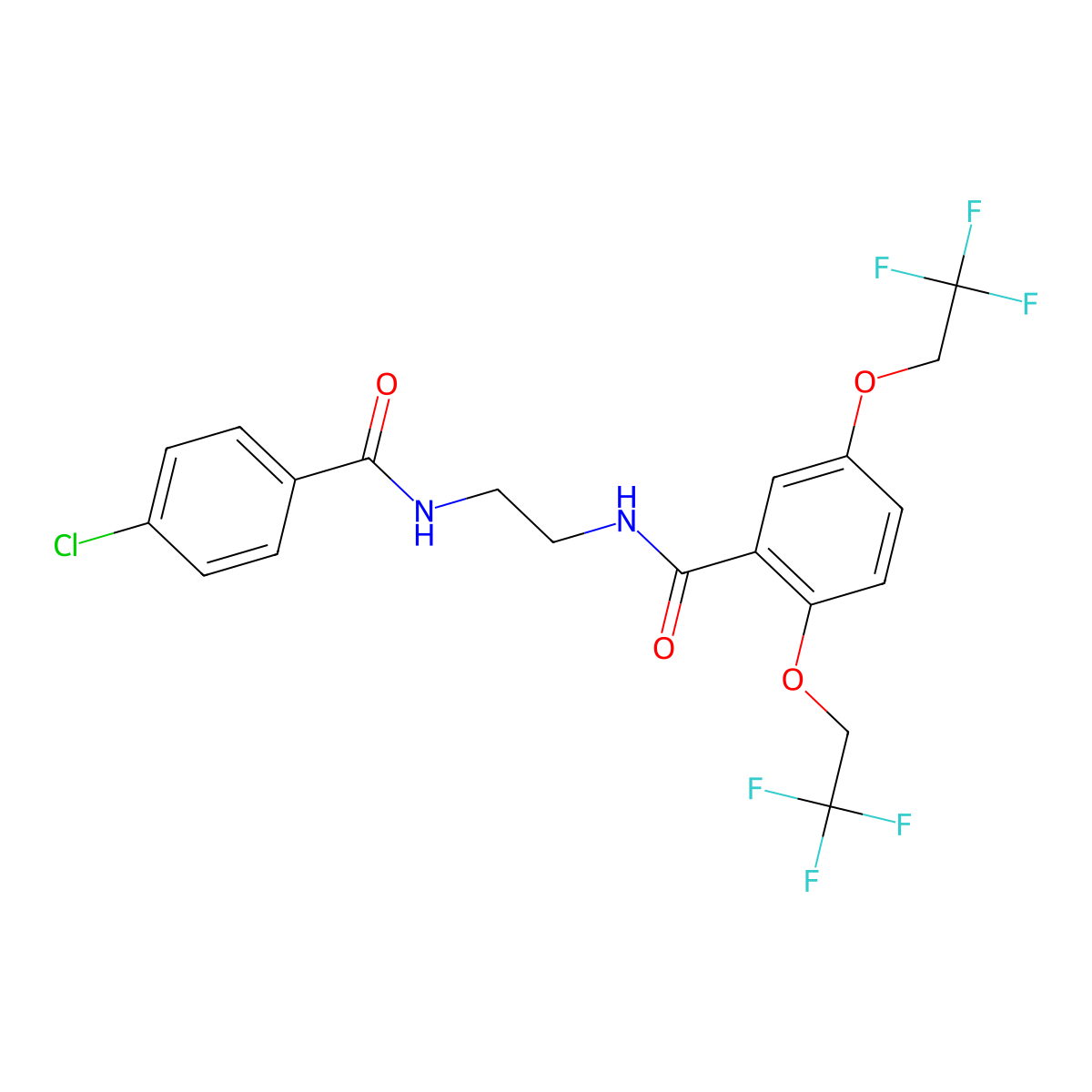 N-[2-[(4-chlorobenzoyl)amino]ethyl]-2,5-bis(2,2,2-trifluoroethoxy)benzamide molecular structure, CAS 338404-42-5