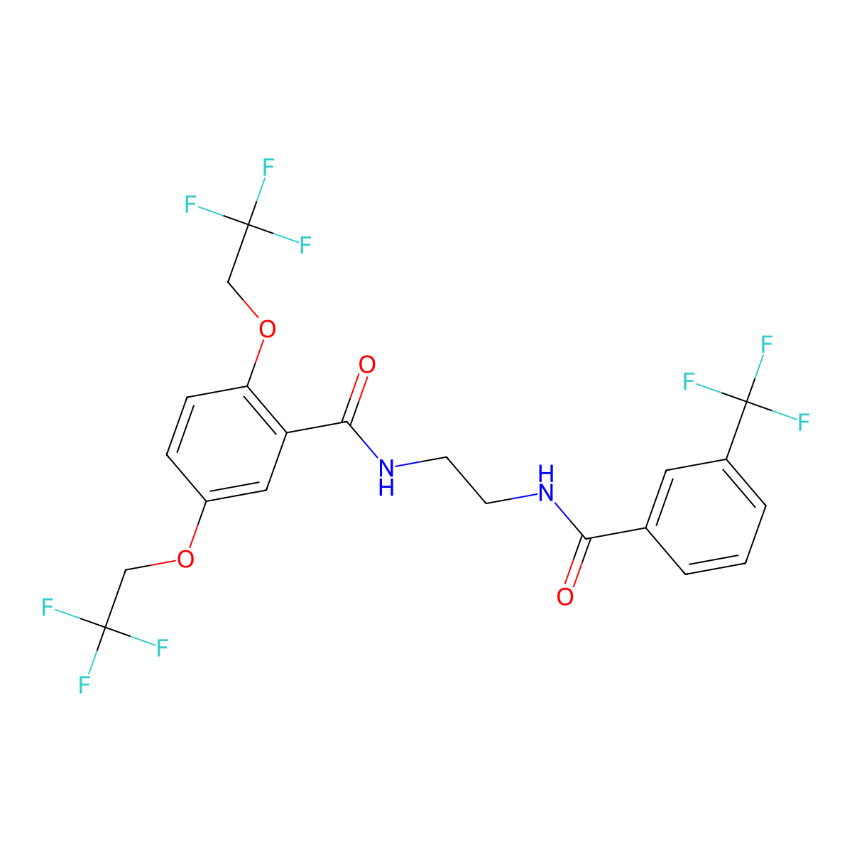 2,5-bis(2,2,2-trifluoroethoxy)-N-(2-{[3-(trifluoromethyl)benzoyl]amino}ethyl)benzenecarboxamide molecular structure, CAS 338404-44-7