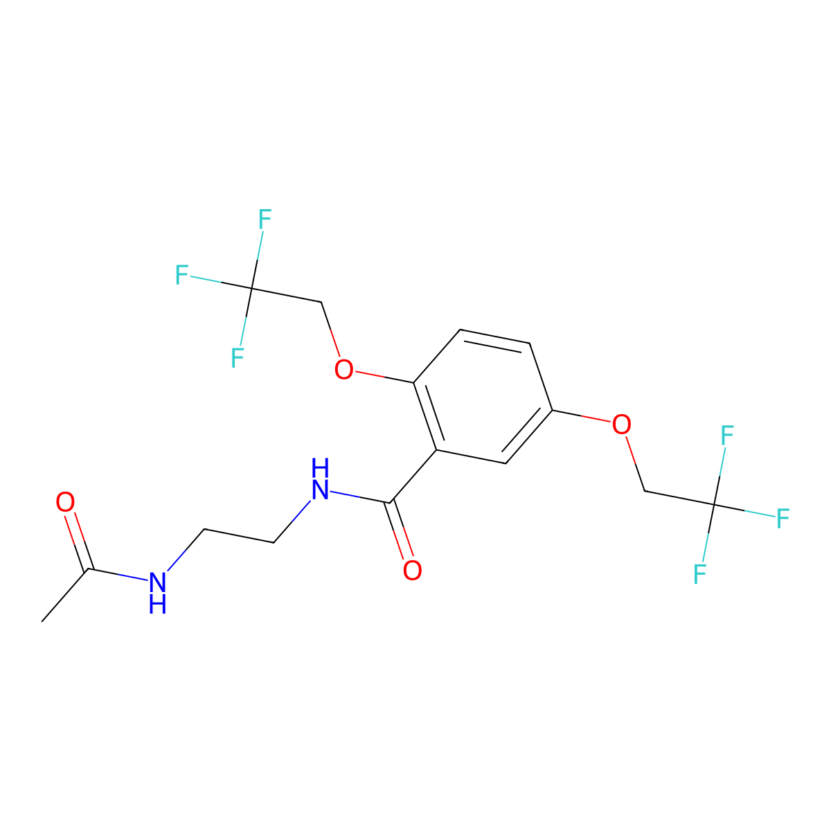 N-(2-acetamidoethyl)-2,5-bis(2,2,2-trifluoroethoxy)benzamide molecular structure, CAS 338404-45-8