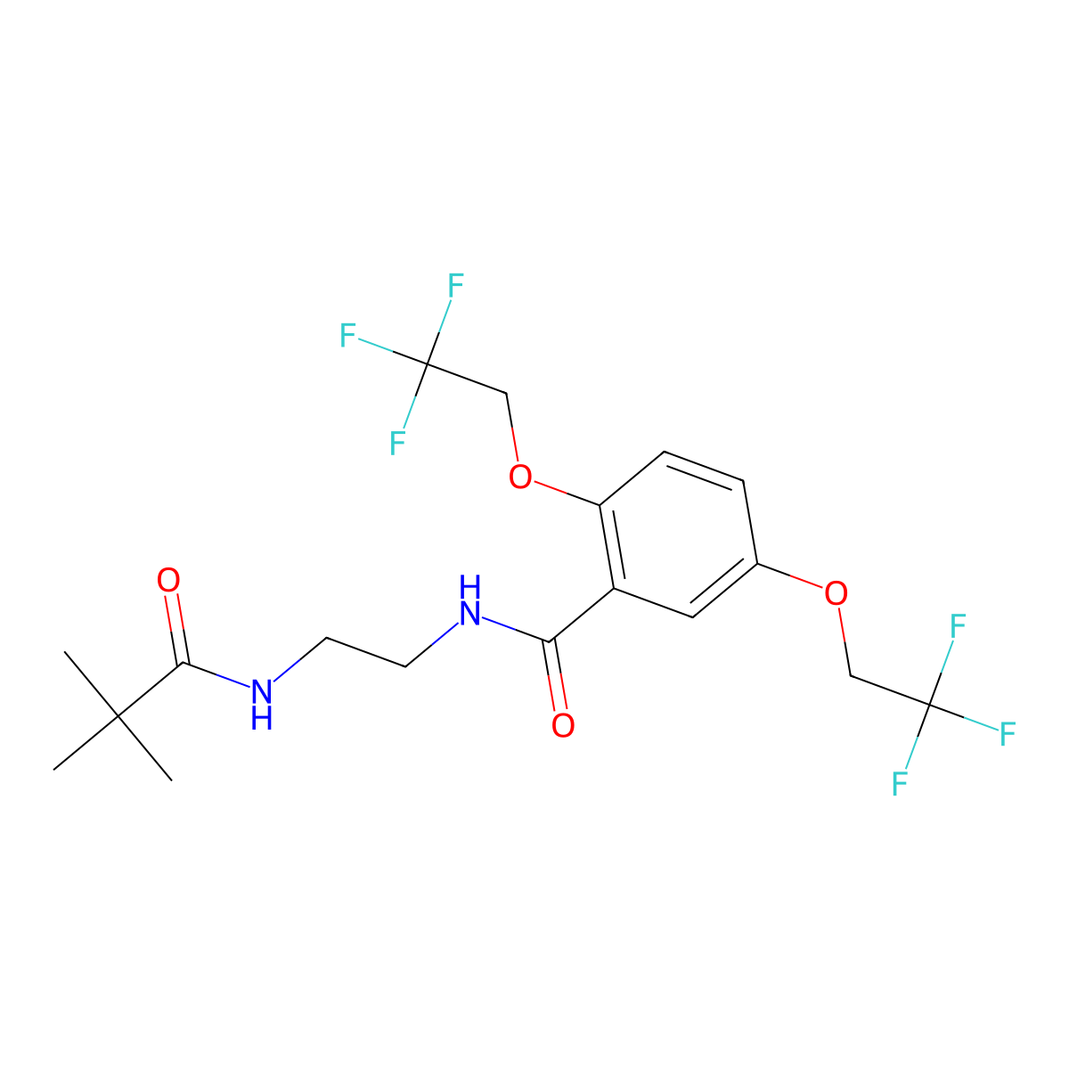 N-[2-(2,2-dimethylpropanoylamino)ethyl]-2,5-bis(2,2,2-trifluoroethoxy)benzamide molecular structure, CAS 338404-46-9
