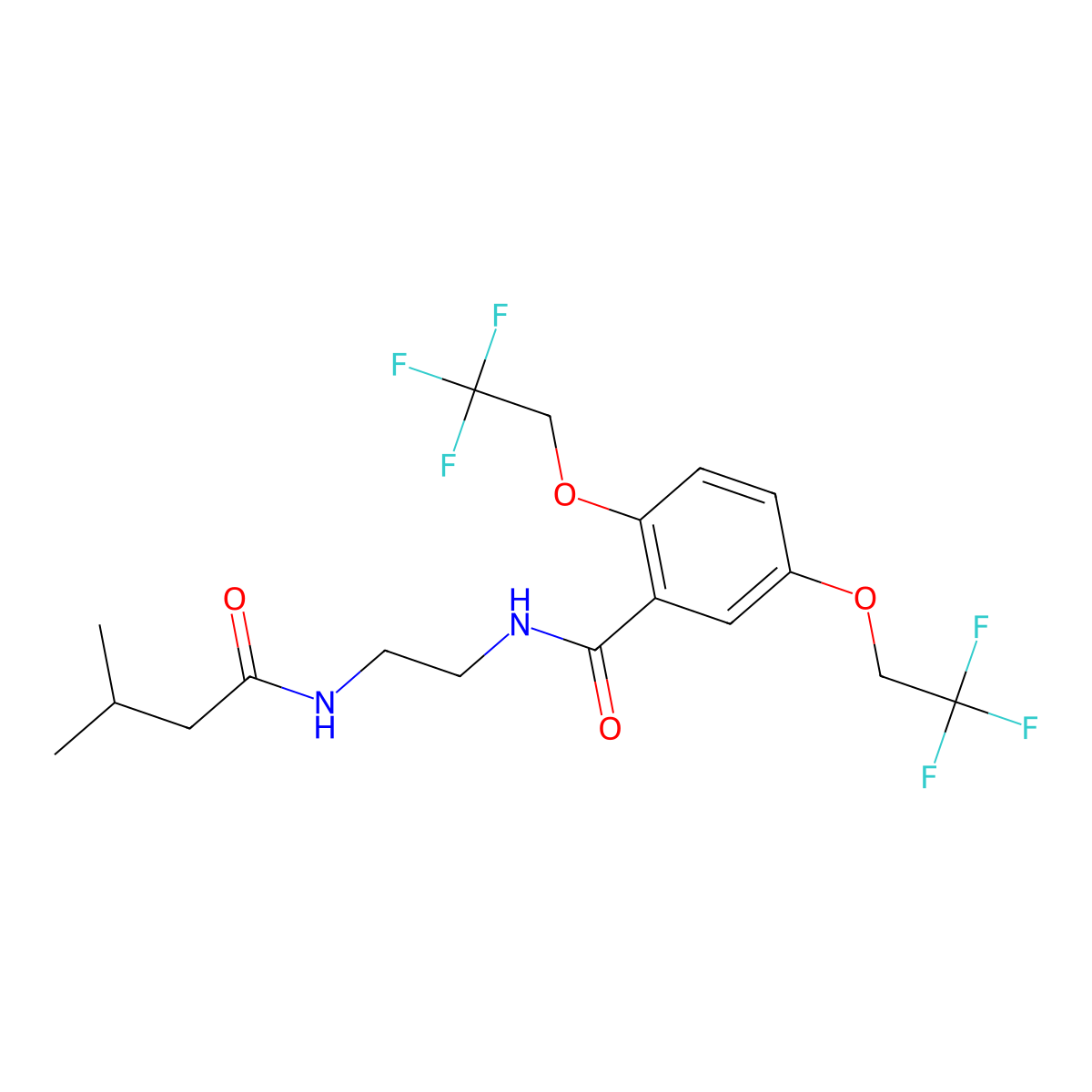 N-{2-[(3-methylbutanoyl)amino]ethyl}-2,5-bis(2,2,2-trifluoroethoxy)benzenecarboxamide molecular structure, CAS 338404-50-5