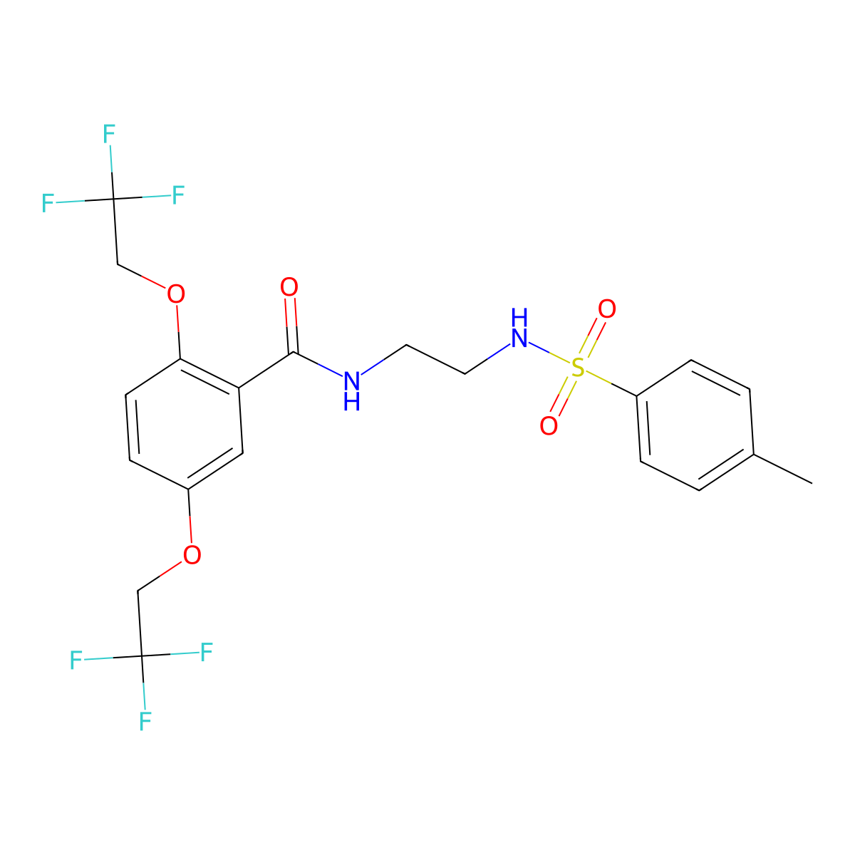 N-[2-[[[4-methylphenyl]sulfonyl]amino)ethyl]-2,5-bis[2,2,2-trifluoroethoxy]benzenecarboxamide molecular structure, CAS 338404-51-6