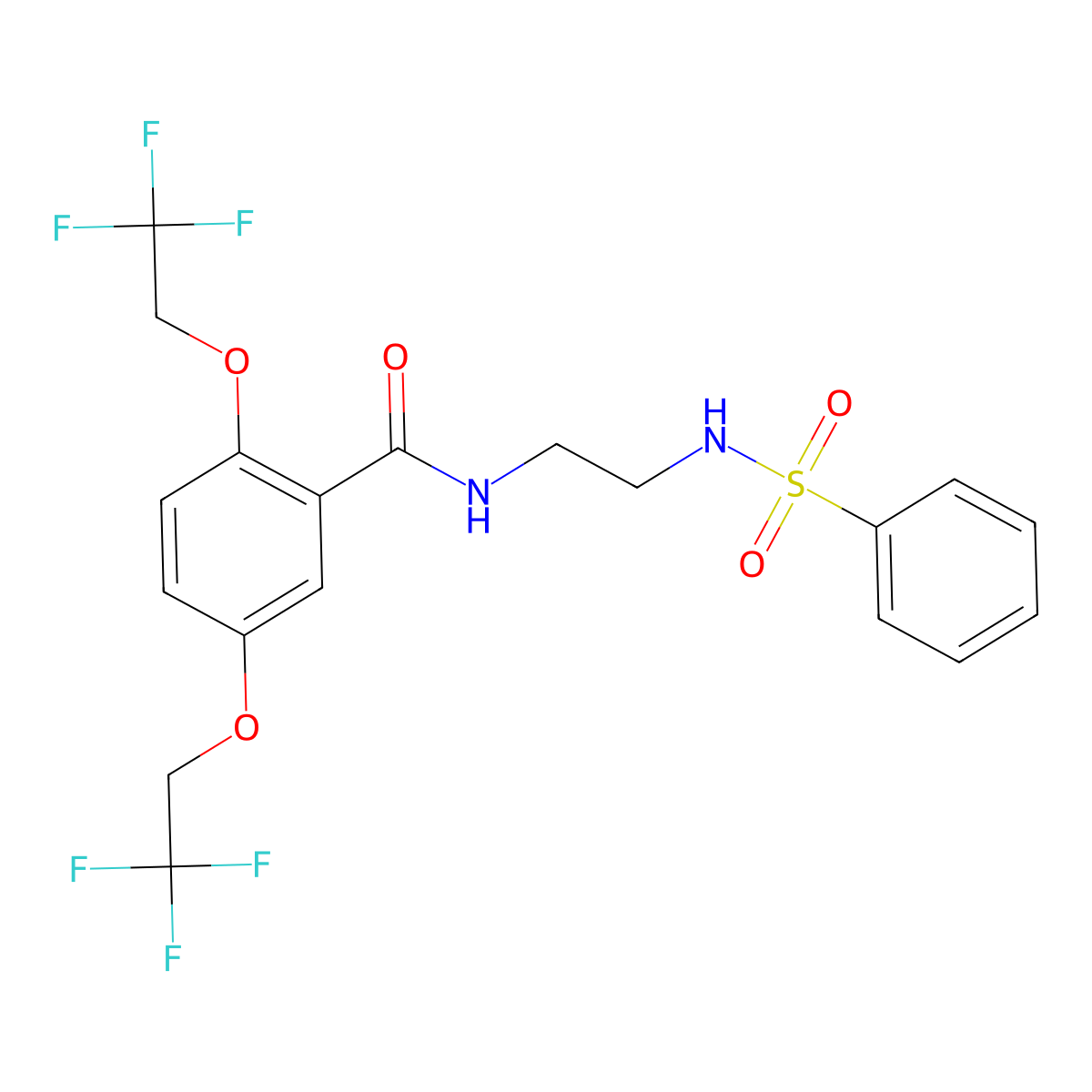 N-[2-[[phenylsulfonyl]amino]ethyl]-2,5-bis[2,2,2-trifluoroethoxy]benzenecarboxamide molecular structure, CAS 338404-57-2