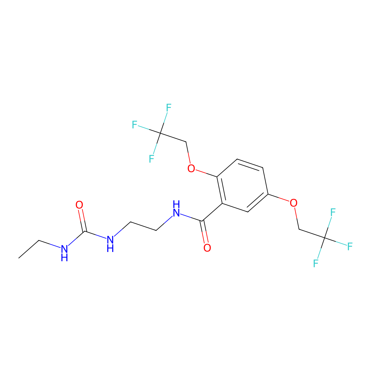 N-(2-{[(ethylamino)carbonyl]amino}ethyl)-2,5-bis(2,2,2-trifluoroethoxy)benzenecarboxamide molecular structure, CAS 338404-64-1