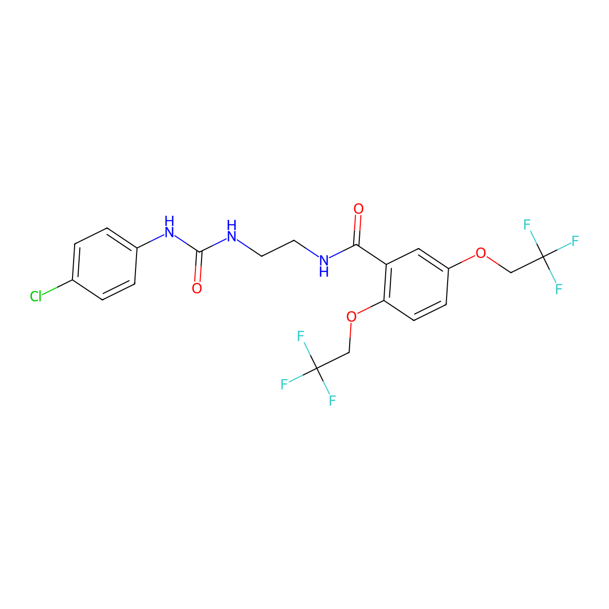 N-(2-{[(4-chloroanilino)carbonyl]amino}ethyl)-2,5-bis(2,2,2-trifluoroethoxy)benzenecarboxamide molecular structure, CAS 338404-66-3