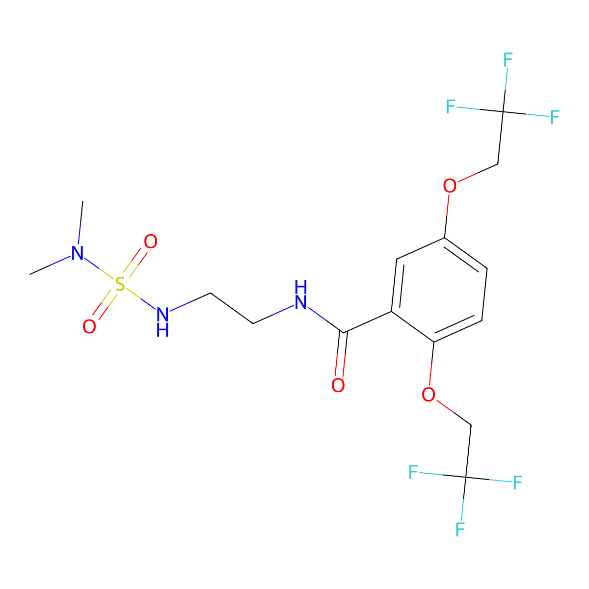 N-(2-{[(dimethylamino)sulfonyl]amino}ethyl)-2,5-bis(2,2,2-trifluoroethoxy)benzenecarboxamide molecular structure, CAS 338404-67-4